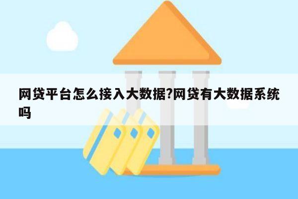 网贷平台怎么接入大数据?网贷有大数据系统吗