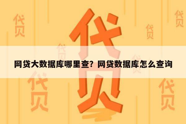 网贷大数据库哪里查?网贷数据库怎么查询