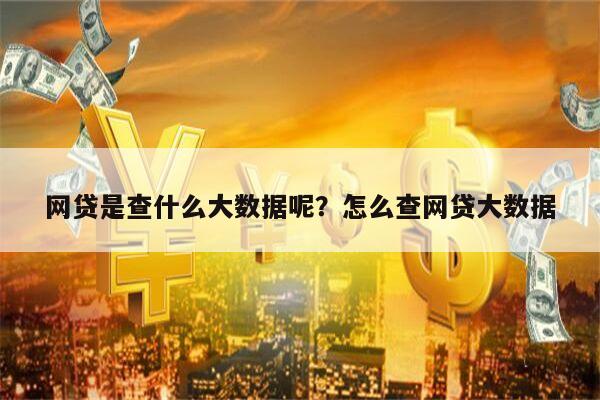 网贷是查什么大数据呢?怎么查网贷大数据