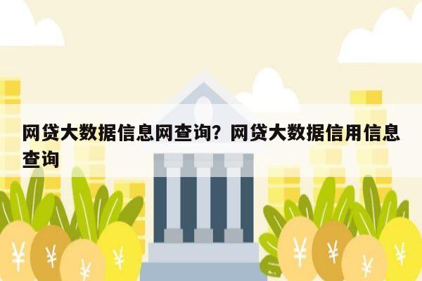 网贷大数据信息网查询?网贷大数据信用信息查询