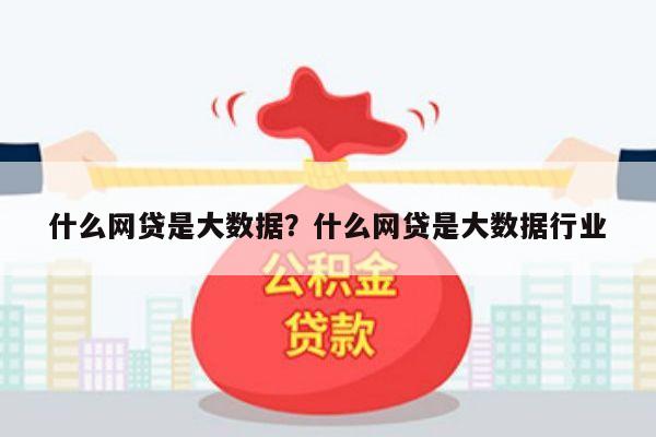什么网贷是大数据?什么网贷是大数据行业