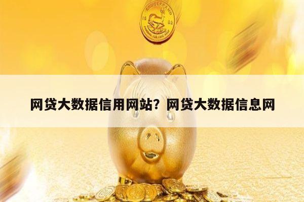 网贷大数据信用网站?网贷大数据信息网
