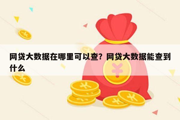 网贷大数据在哪里可以查?网贷大数据能查到什么
