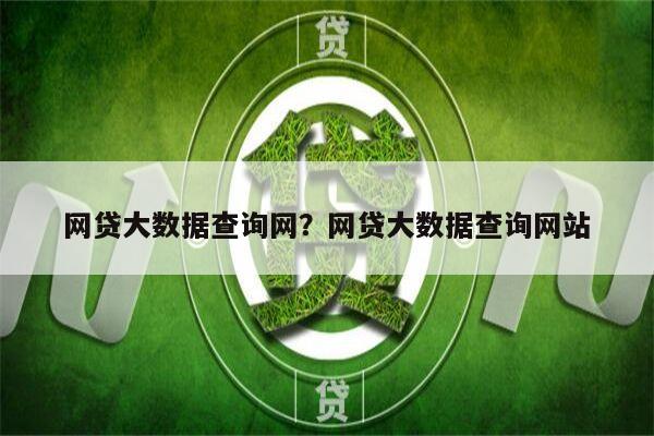 网贷大数据查询网？网贷大数据查询网站