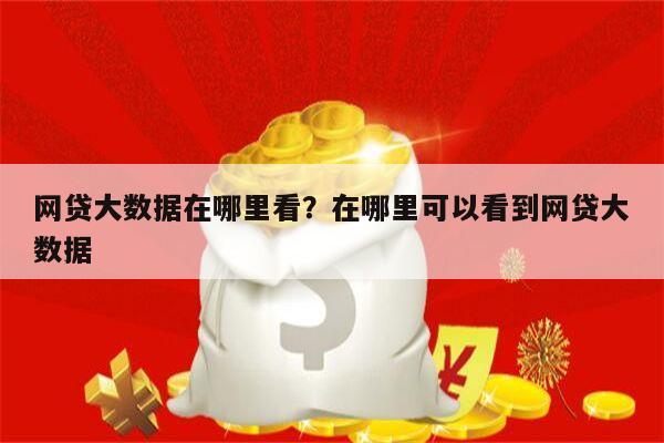 网贷大数据在哪里看?在哪里可以看到网贷大数据