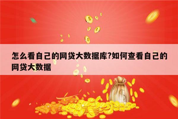 怎么看自己的网贷大数据库?如何查看自己的网贷大数据