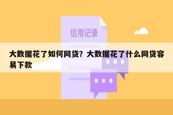 大数据花了如何网贷?大数据花了什么网贷容易下款