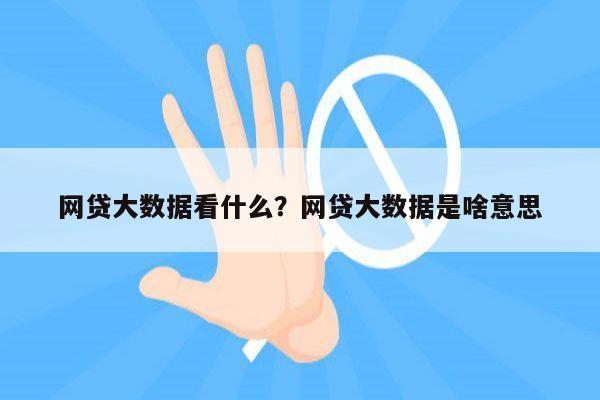 网贷大数据看什么?网贷大数据是啥意思