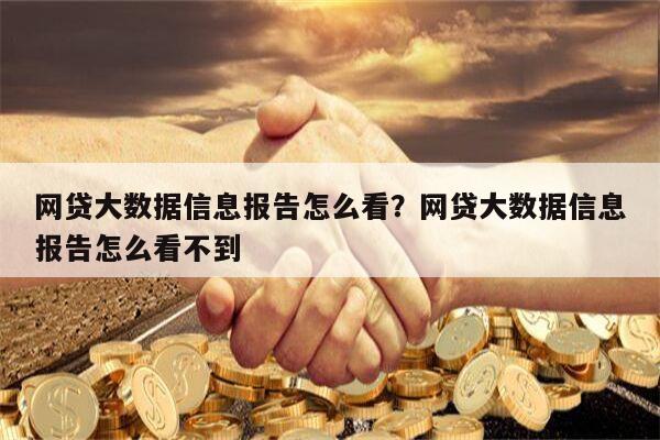网贷大数据信息报告怎么看?网贷大数据信息报告怎么看不到