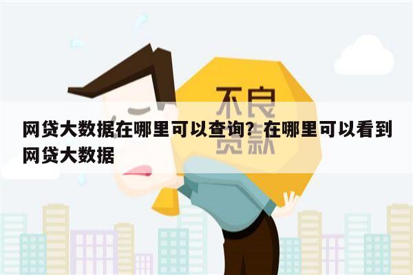 网贷大数据在哪里可以查询?在哪里可以看到网贷大数据