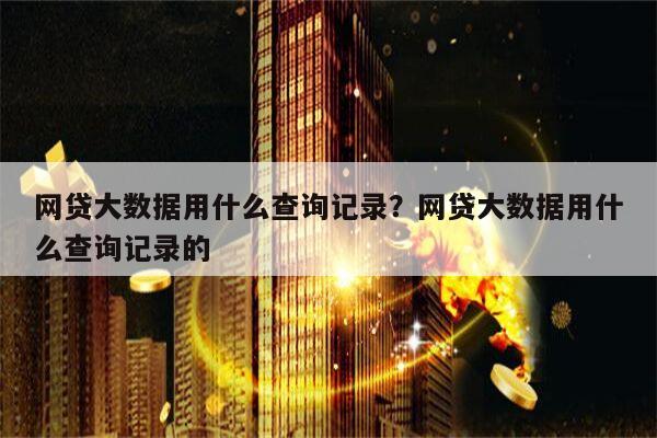 网贷大数据用什么查询记录?网贷大数据用什么查询记录的