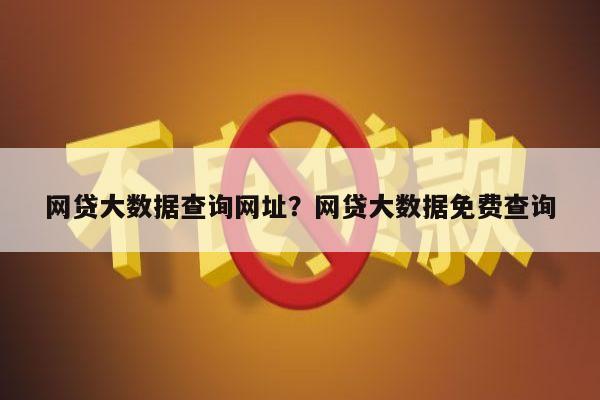 网贷大数据查询网址?网贷大数据免费查询