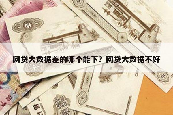 网贷大数据差的哪个能下?网贷大数据不好