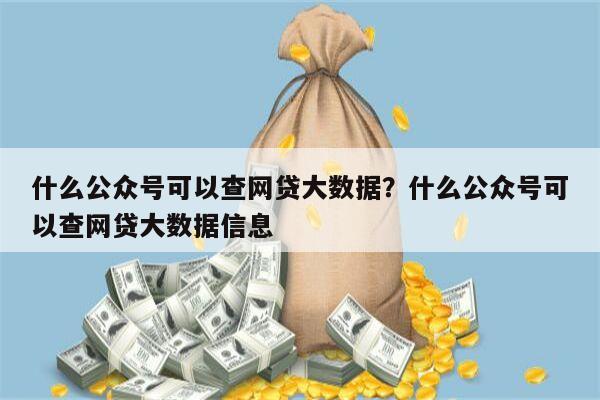 什么公众号可以查网贷大数据?什么公众号可以查网贷大数据信息