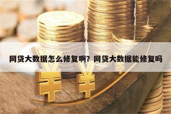 网贷大数据怎么修复啊?网贷大数据能修复吗