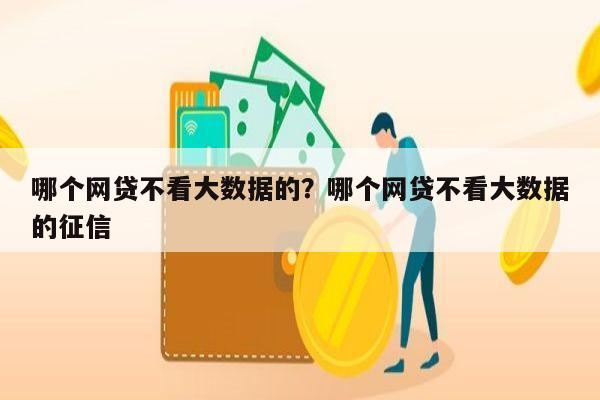 哪个网贷不看大数据的?哪个网贷不看大数据的征信