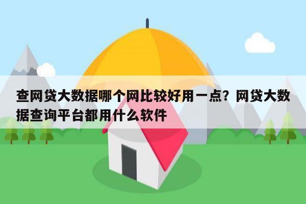 查网贷大数据哪个网比较好用一点?网贷大数据查询平台都用什么软件