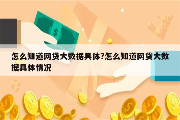 怎么知道网贷大数据具体?怎么知道网贷大数据具体情况
