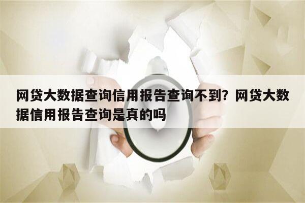 网贷大数据查询信用报告查询不到?网贷大数据信用报告查询是真的吗