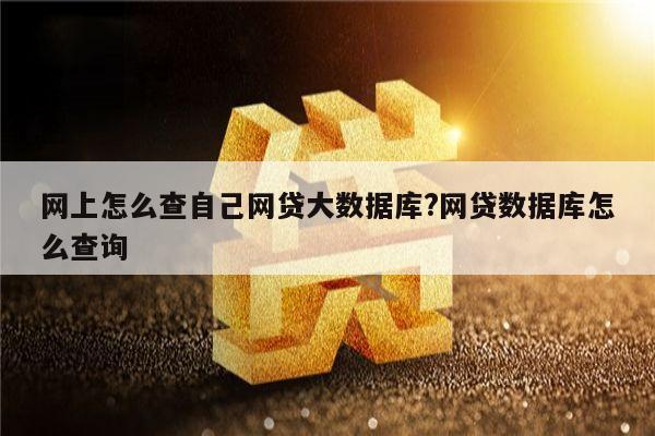 网上怎么查自己网贷大数据库?网贷数据库怎么查询