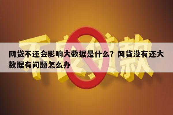 网贷不还会影响大数据是什么?网贷没有还大数据有问题怎么办