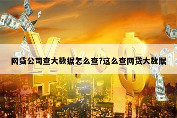 网贷公司查大数据怎么查?这么查网贷大数据