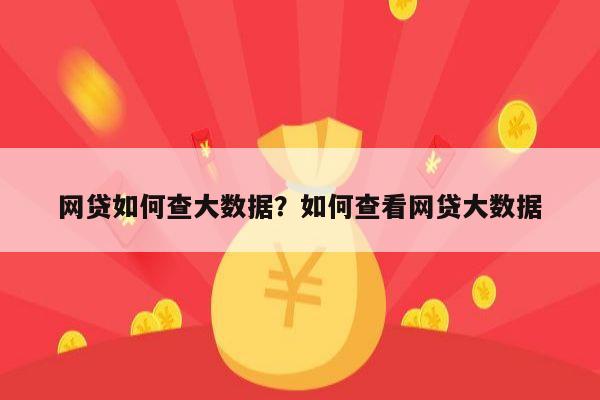 网贷如何查大数据?如何查看网贷大数据