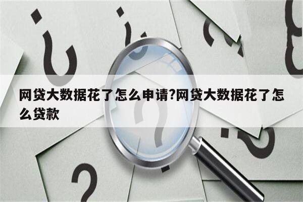 网贷大数据花了怎么申请?网贷大数据花了怎么贷款