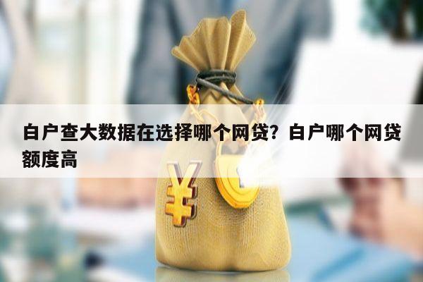 白户查大数据在选择哪个网贷?白户哪个网贷额度高