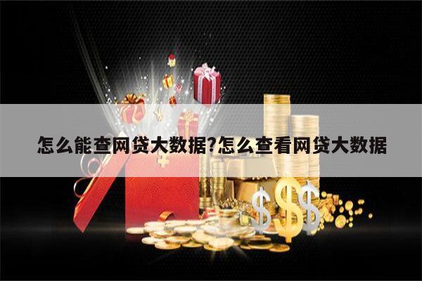 怎么能查网贷大数据?怎么查看网贷大数据