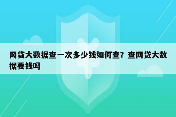 网贷大数据查一次多少钱如何查?查网贷大数据要钱吗