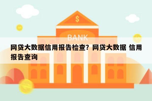 网贷大数据信用报告检查?网贷大数据 信用报告查询