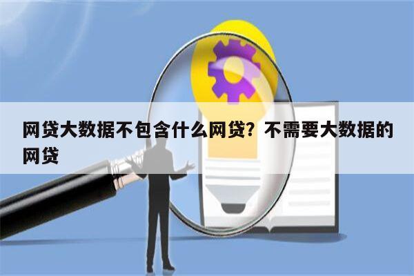 网贷大数据不包含什么网贷?不需要大数据的网贷