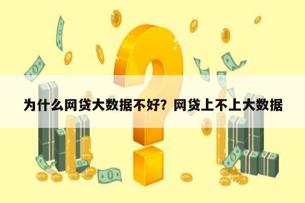 为什么网贷大数据不好?网贷上不上大数据