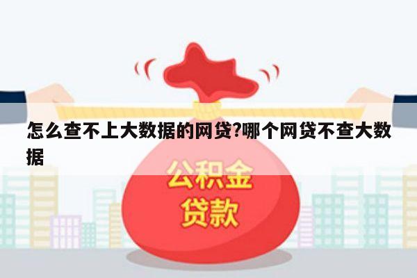 怎么查不上大数据的网贷?哪个网贷不查大数据