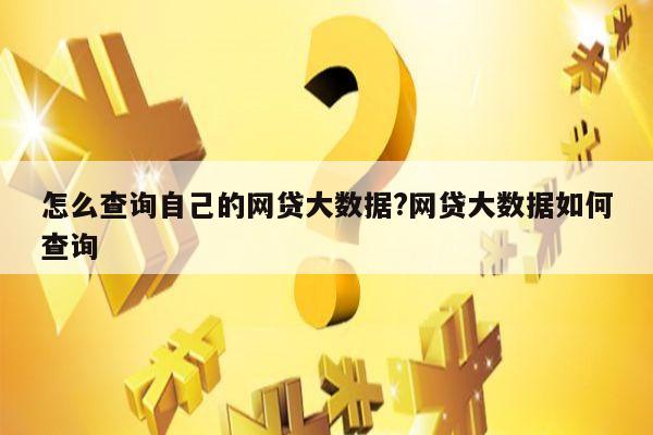 怎么查询自己的网贷大数据?网贷大数据如何查询