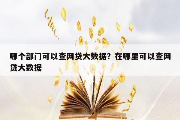 哪个部门可以查网贷大数据?在哪里可以查网贷大数据