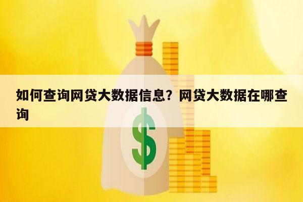 如何查询网贷大数据信息？网贷大数据在哪查询