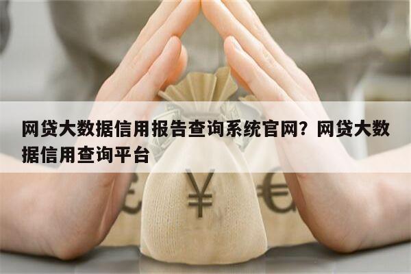 网贷大数据信用报告查询系统官网?网贷大数据信用查询平台