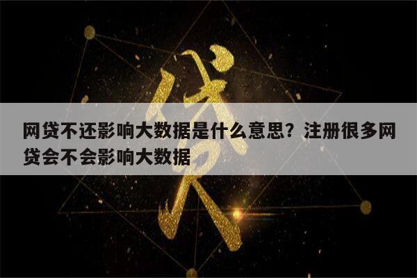 网贷不还影响大数据是什么意思?注册很多网贷会不会影响大数据