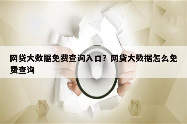 网贷大数据免费查询入口?网贷大数据怎么免费查询
