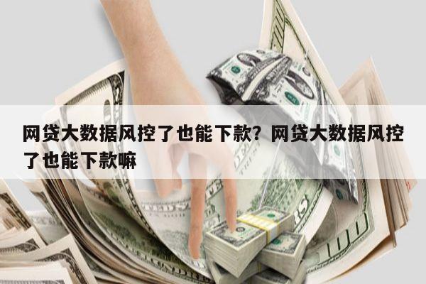 网贷大数据风控了也能下款?网贷大数据风控了也能下款嘛