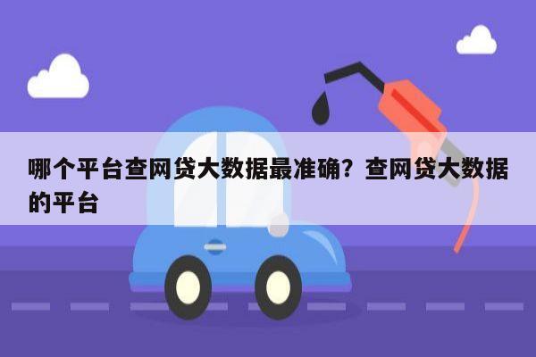 哪个平台查网贷大数据最准确？查网贷大数据的平台