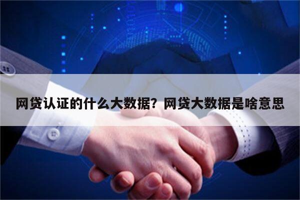 网贷认证的什么大数据?网贷大数据是啥意思