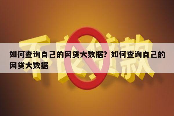 如何查询自己的网贷大数据?如何查询自己的网贷大数据