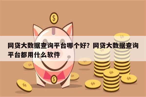 网贷大数据查询平台哪个好？网贷大数据查询平台都用什么软件