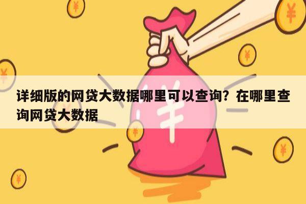 详细版的网贷大数据哪里可以查询?在哪里查询网贷大数据