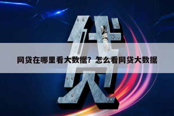 网贷在哪里看大数据?怎么看网贷大数据
