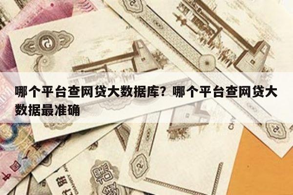 哪个平台查网贷大数据库?哪个平台查网贷大数据最准确