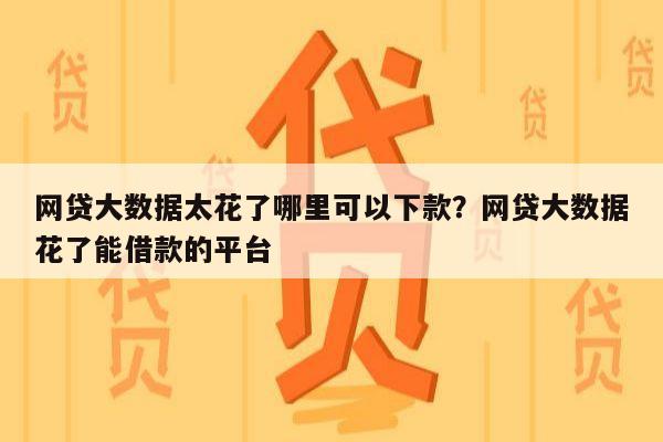 网贷大数据太花了哪里可以下款?网贷大数据花了能借款的平台